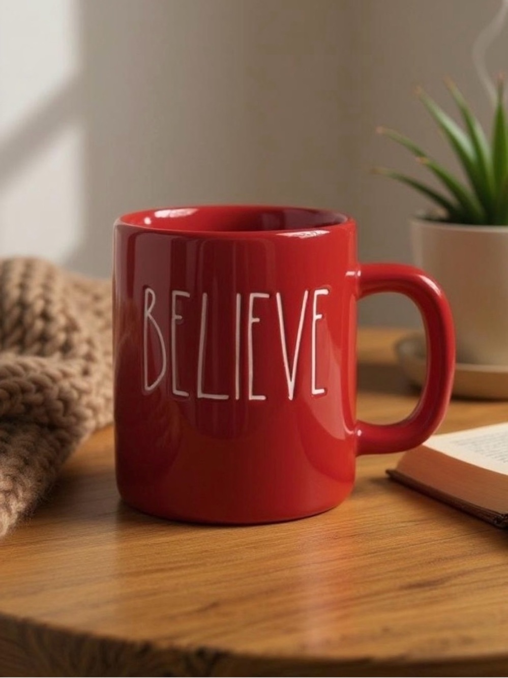 Rae Dunn Believe Christmas Mug Red Holiday Coffee Mug 16oz